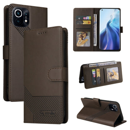 Brown magnetic leather phone case with card slots and fold wallet cover.
