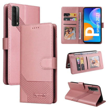 Rose gold magnetic leather wallet phone case with card slots and flip cover