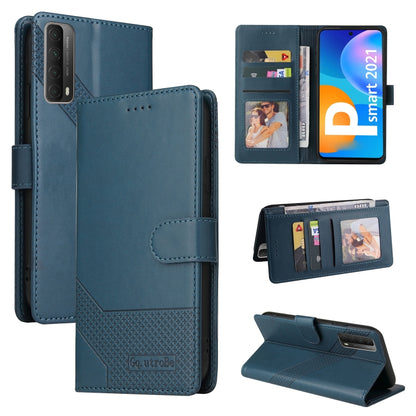 Magnetic leather phone case, blue folio with card slots and flip cover