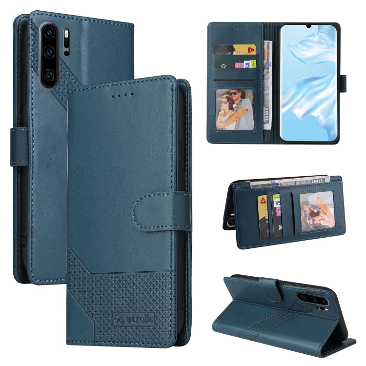 Magnetic leather phone case, blue with camera cutout and magnetic closure