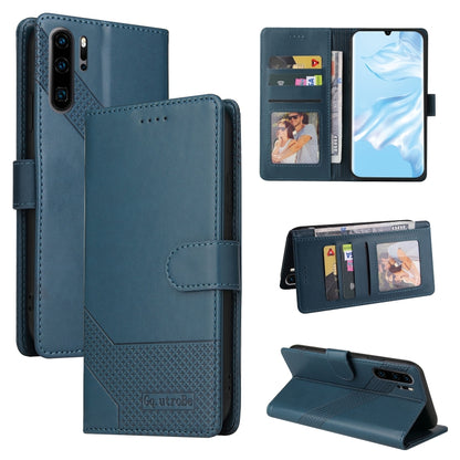 Magnetic leather phone case, blue with camera cutout and magnetic closure
