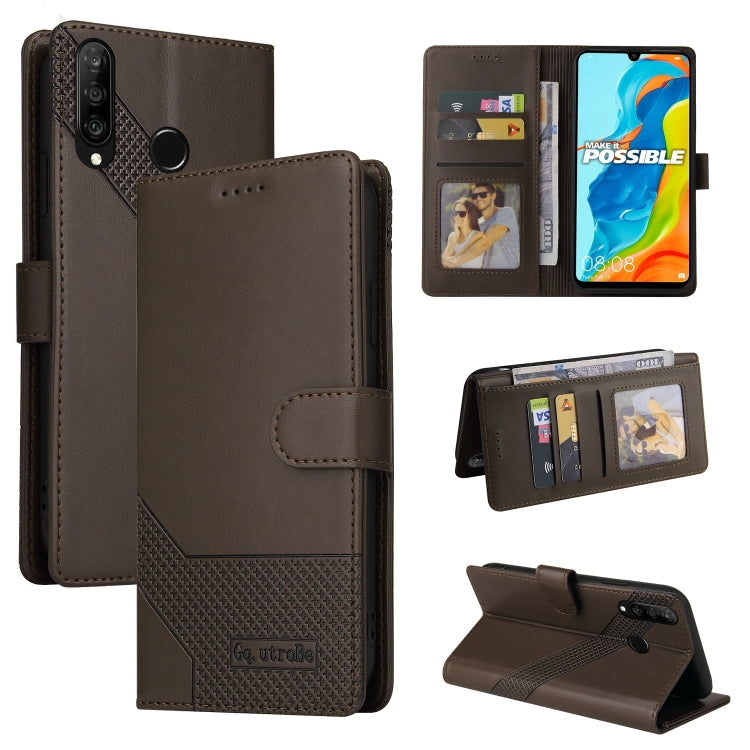 Magnetic leather phone case folio, brown with card slots and magnetic closure