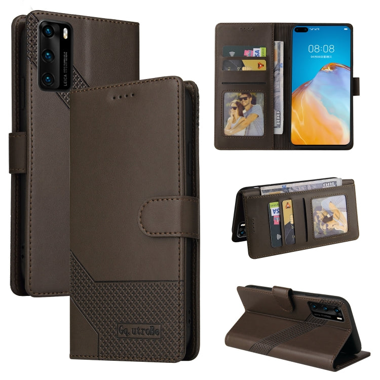 Magnetic leather phone case folio, brown with card slots and phone-view window