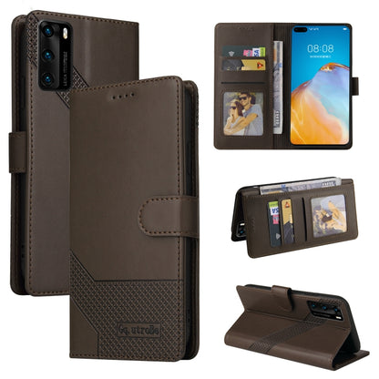 Magnetic leather phone case folio, brown with card slots and phone-view window