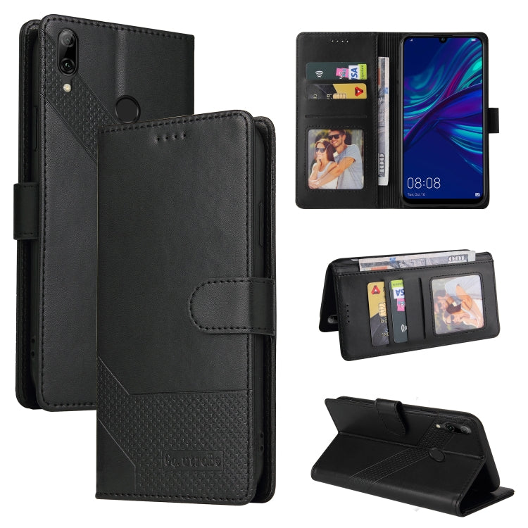 Magnetic leather phone case, black folio with front clasp and card slots