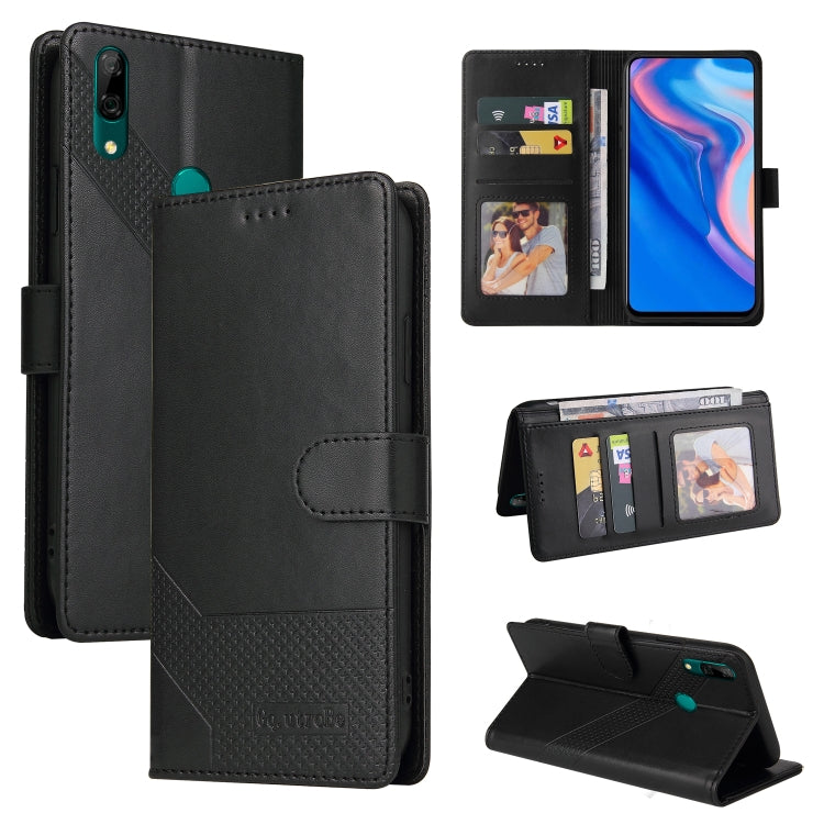 Magnetic leather phone case, black folio with magnetic flap and card window