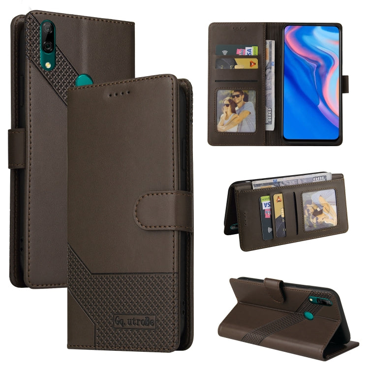 Brown magnetic leather-style phone wallet case with card slots and teal magnetic clasp