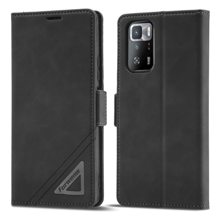 Black dual-side leather phone case with buckle, card slot, and camera cutout.