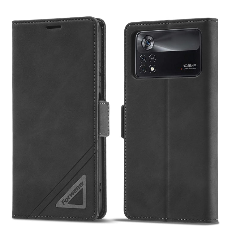 Black leather phone case with camera cutout and stitched folio front.