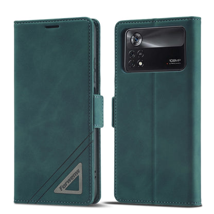 Dark cyan leather phone case with camera cutout and stitched folio front.