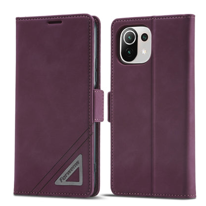 Wine red folio leather phone case with side strap and rear camera cutout
