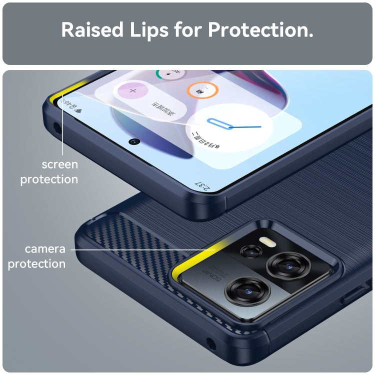 Blue TPU phone case with raised screen and camera protection edges