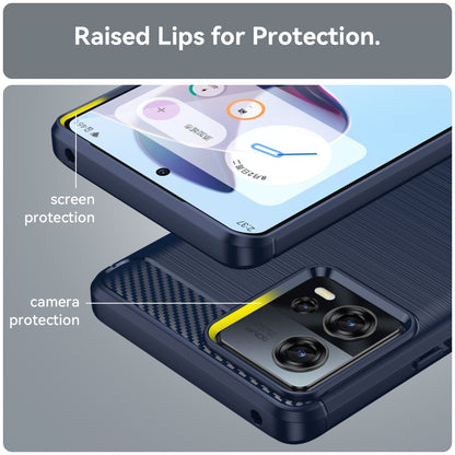 Blue TPU phone case with raised screen and camera protection edges