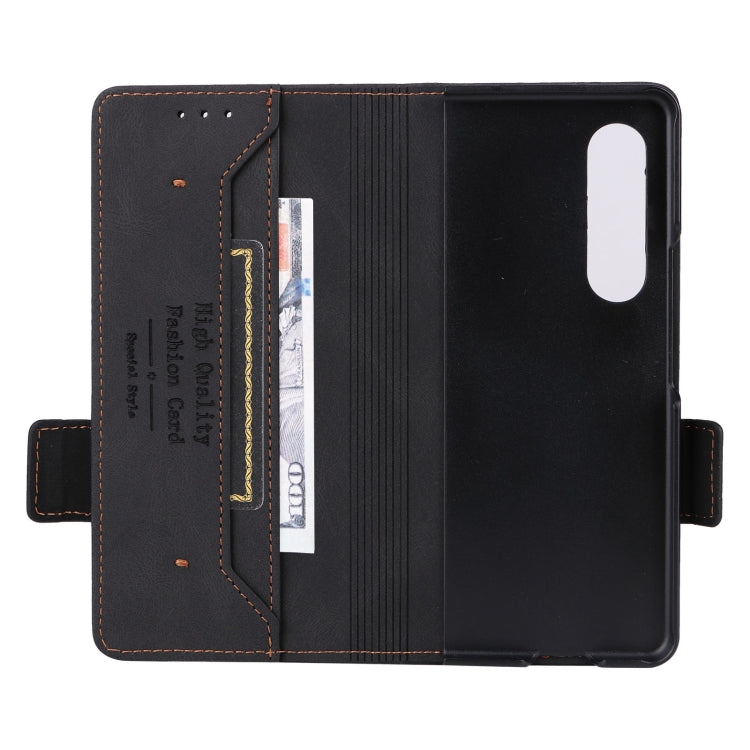 Black leather phone case interior with card slots and protective flip cover