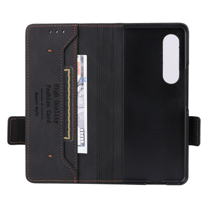 Black leather phone case interior with card slots and protective flip cover