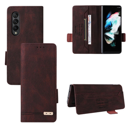 Dark brown flip leather phone case with magnetic clasp and card holder pocket