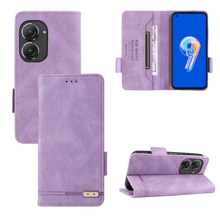 Purple folio phone case with magnetic clasp, card slots, and front phone cover
