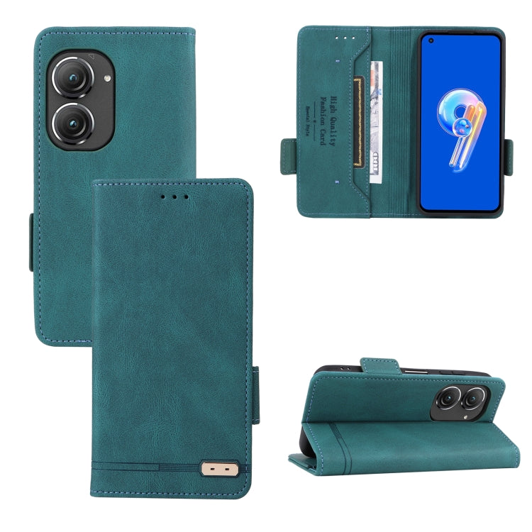 Teal folio case with magnetic clasp, card slots, and stand