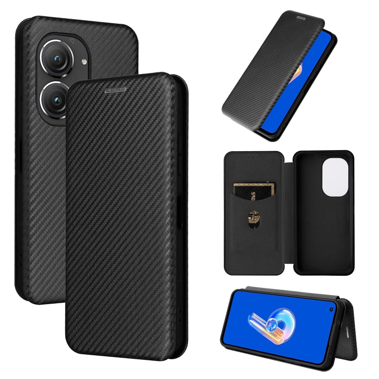 Flip phone case with carbon fiber texture, black, card slot on back