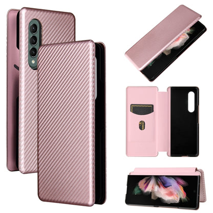 Pink carbon-fiber textured flip phone case collage with open and closed views.