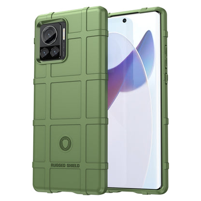 Green rugged shockproof TPU phone case, raised corners, camera cutout