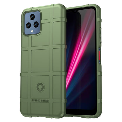 Green rugged TPU phone case with front cover and rear camera cutout
