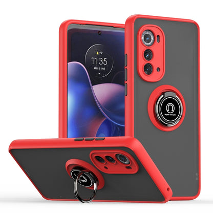 Red phone case with ring holder and raised camera protection for Motorola Edge 2022