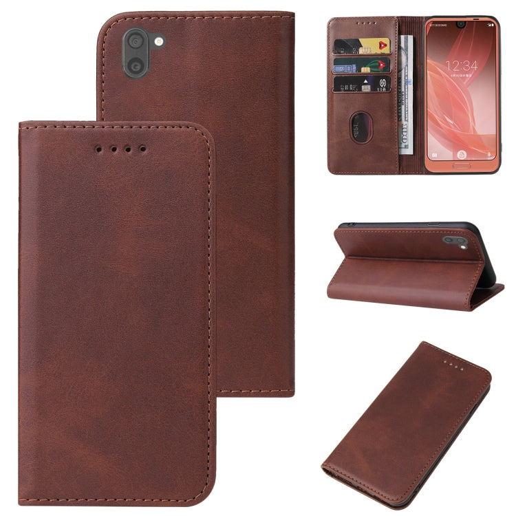 Magnetic leather phone case with folio cover and card holder, brown