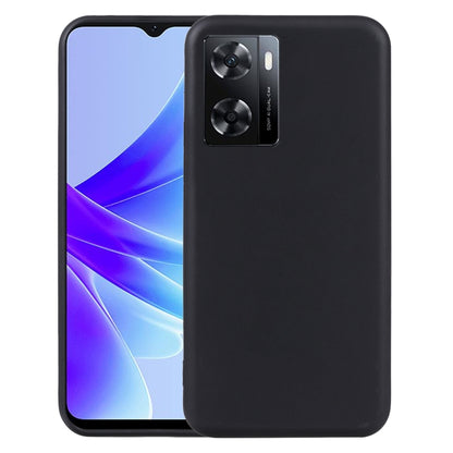 Black TPU phone case with dual camera cutouts and raised edges for OPPO A57s