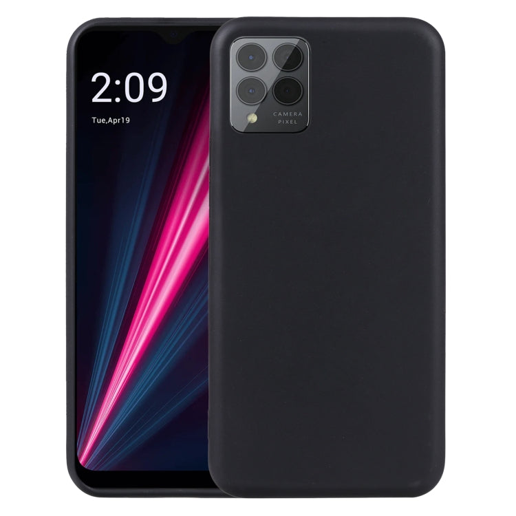 Black TPU phone case with camera lens protection and snug fit for REVVL 6 Pro