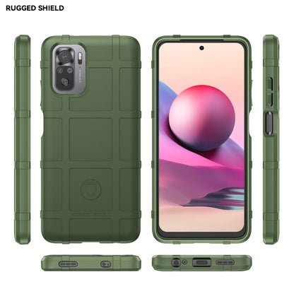 Rugged shockproof TPU phone case in green, shown front, back, and side views