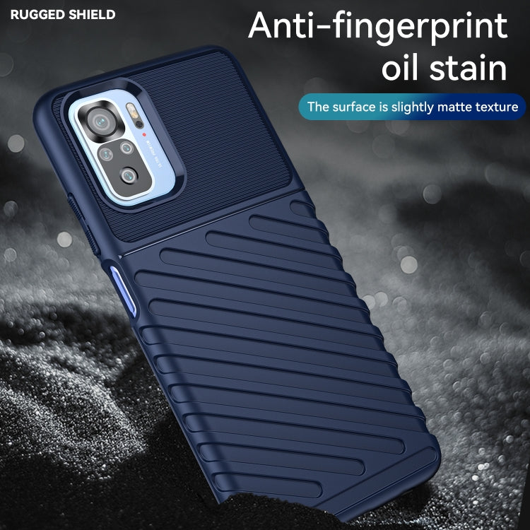 Blue rugged TPU phone case with slightly matte textured finish and camera window