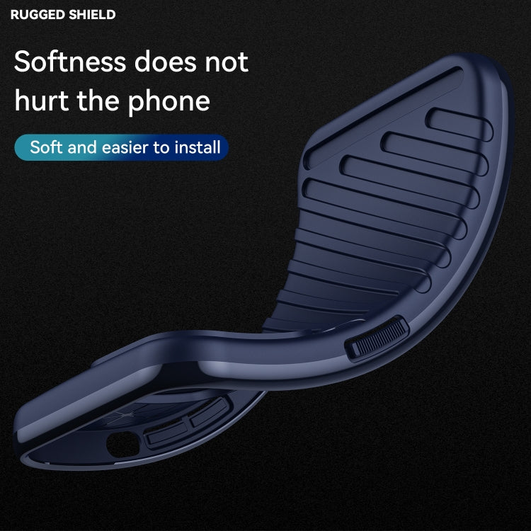 Blue rugged TPU phone case with flexible edge design and textured grip back