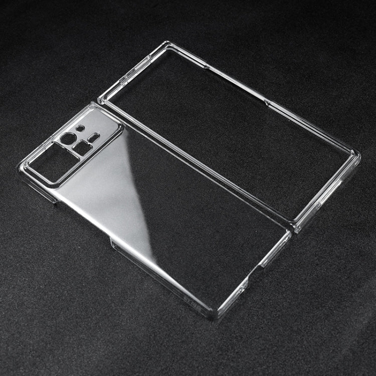 Transparent PC phone case for foldable phone, clear dual-piece cover