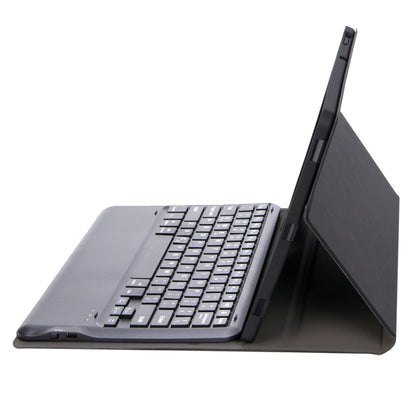 Black tablet case with detachable Bluetooth keyboard folded for typing