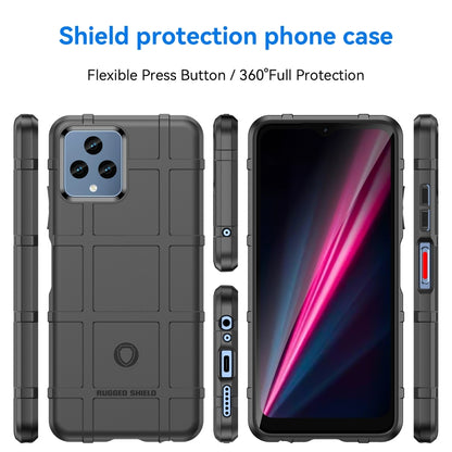 Full coverage rugged TPU phone case, black with side buttons and camera cutout