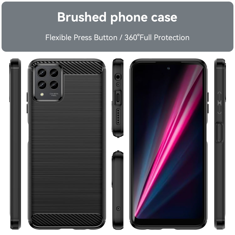 Brushed TPU phone case set with carbon-fiber style texture and cutouts