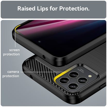 Black TPU phone case with raised lips for screen and camera protection