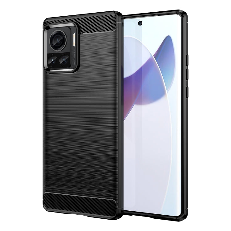 Brushed texture carbon fiber TPU phone case, black, for phone camera protection