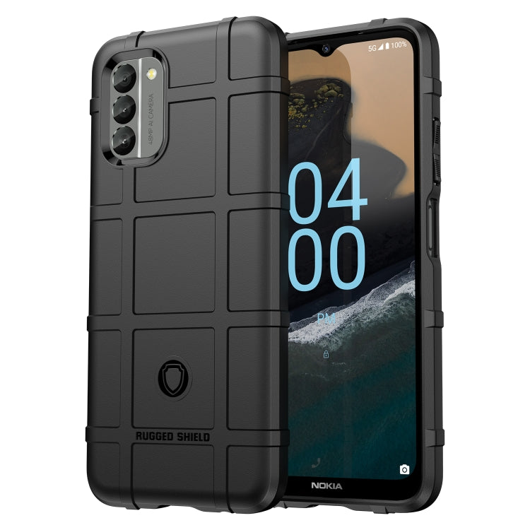 Shockproof TPU phone case for Nokia G400 5G, black rugged cover with camera cutouts.