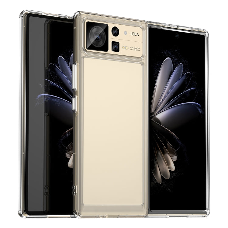 Transparent TPU acrylic phone case for Xiaomi Mix Fold 2, beige back, camera cutouts