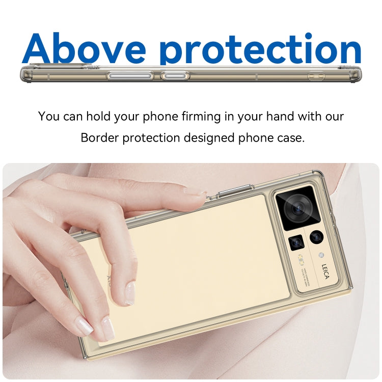 Transparent TPU acrylic phone case for Xiaomi Mix Fold 2 with slim border and side button access