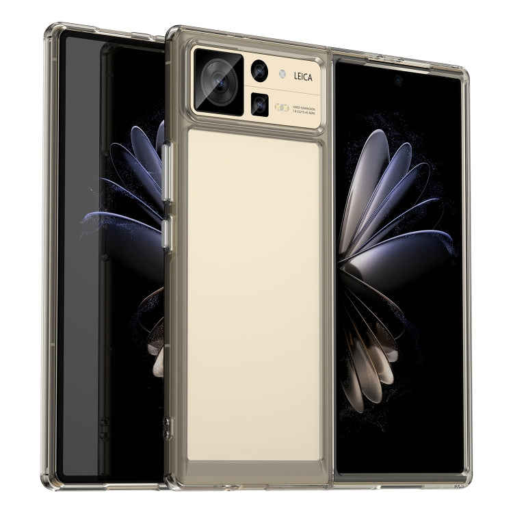 Clear TPU acrylic phone case for Xiaomi Mix Fold 2 with beige back and dual camera openings