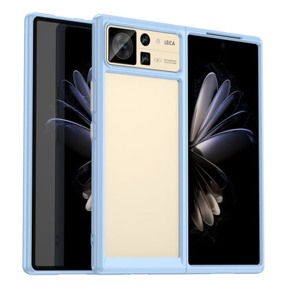 Light blue transparent TPU acrylic phone case for Xiaomi Mix Fold 2, beige back, camera cutouts
