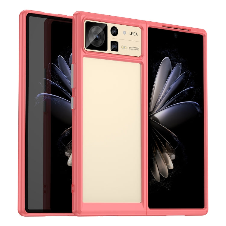 Red transparent TPU acrylic phone case for Xiaomi Mix Fold 2 with beige back and camera cutouts