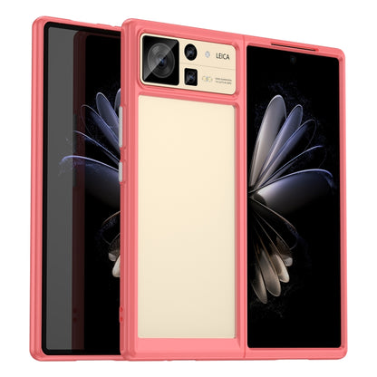 Red transparent TPU acrylic phone case for Xiaomi Mix Fold 2 with beige back and camera cutouts