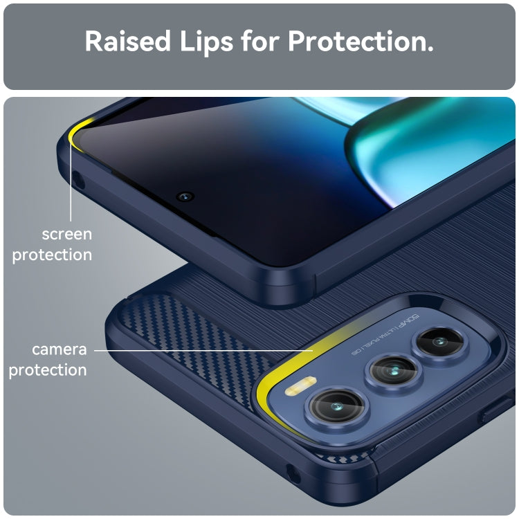 Blue TPU phone case with raised edges for screen and camera protection