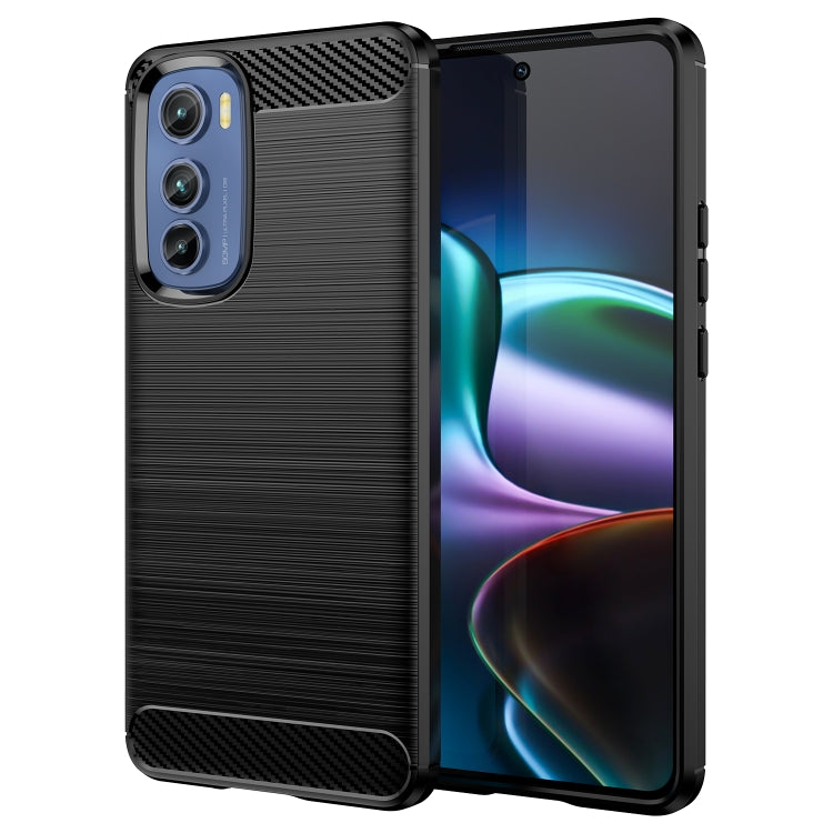 Black TPU phone case with brushed carbon-fiber texture and camera cutouts