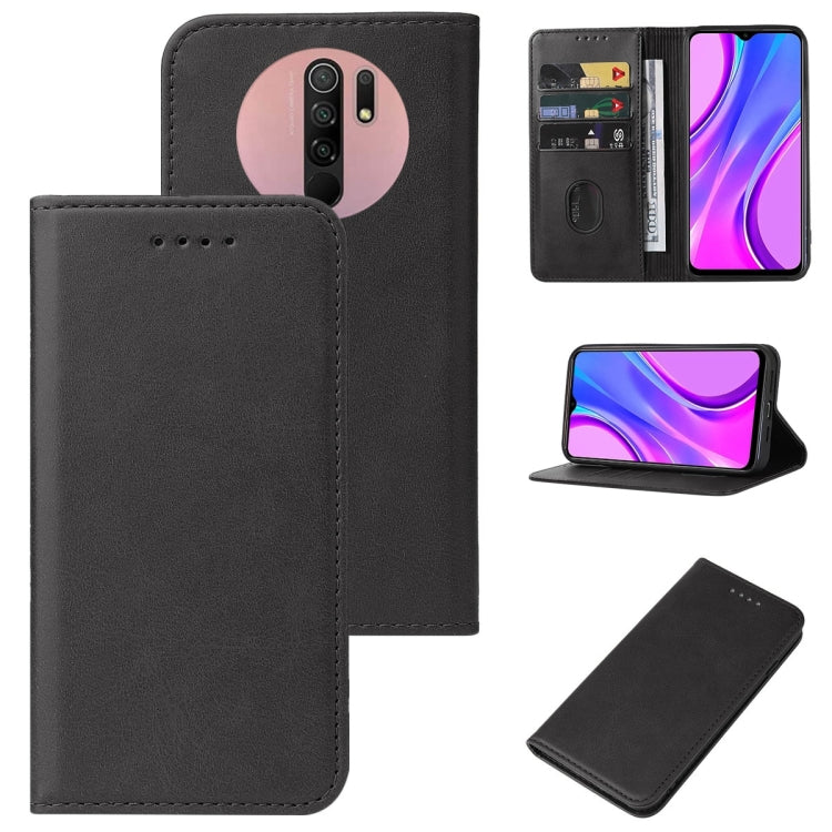 Black magnetic leather phone case with folio flip, card slots, and stand cover