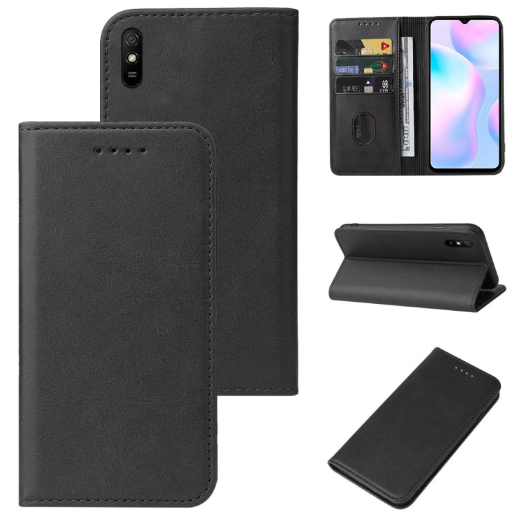 Black magnetic leather phone case with folio flip, card slots, and stand cover
